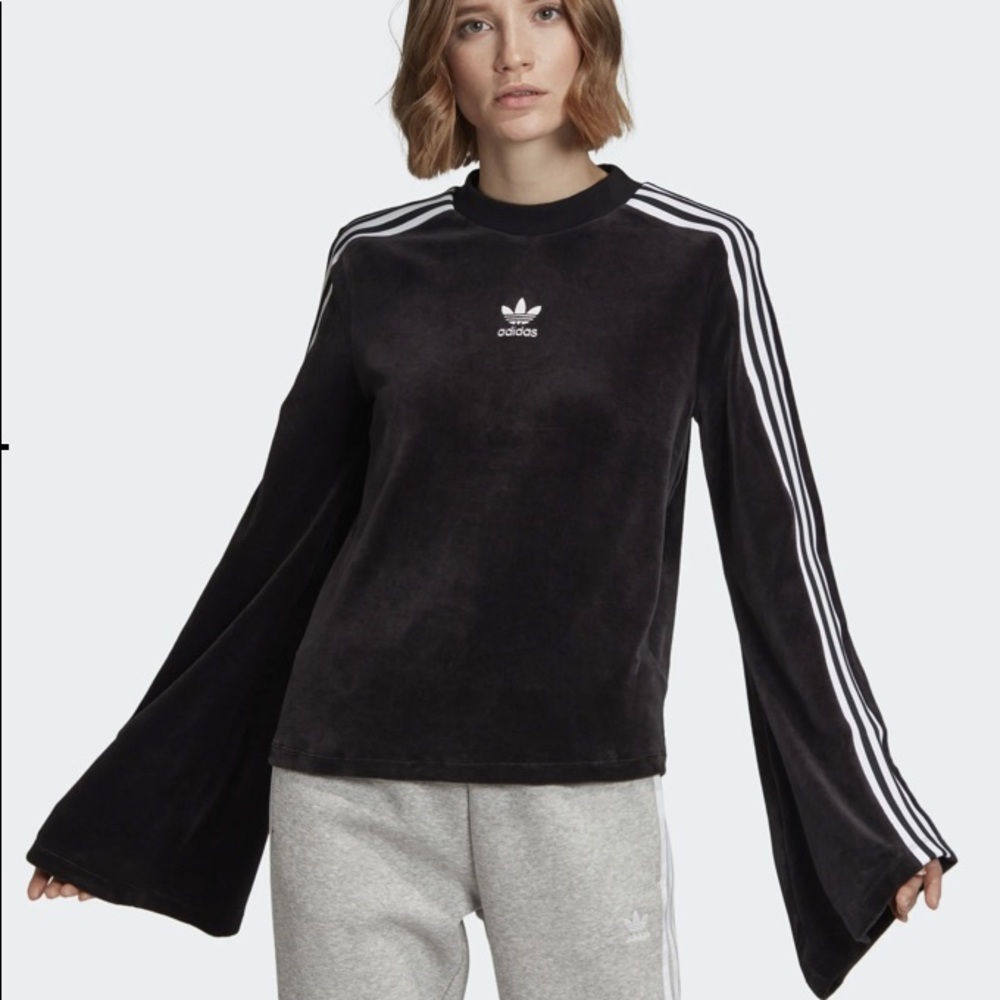 ADIDAS FLARED SLEEVE VELOUR SWEATSHIRT